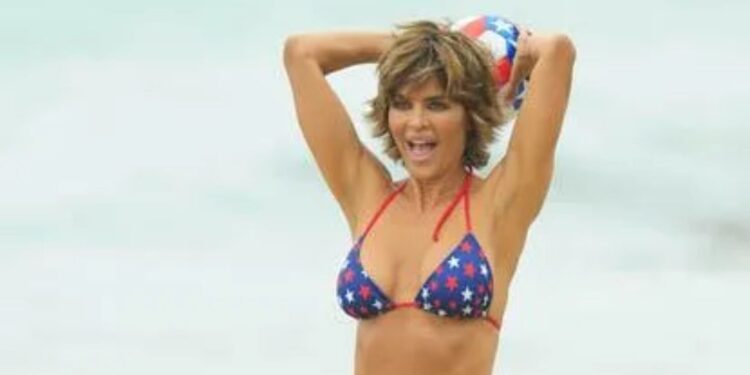 Lisa Rinna, 60, posts her 10th annual American flag bikini photo for the 4th of July: ‘Tradition!’