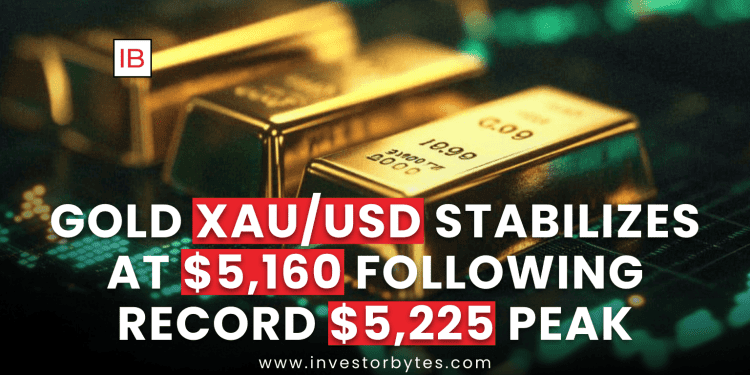 Gold XAU/USD Stabilizes at $5,160 Following Record $5,225 Peak