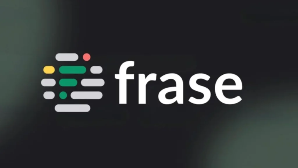 A logo consisting of a cluster of rounded rectangular shapes in yellow, green, and gray, positioned next to the word "frase" in white text against a dark background.